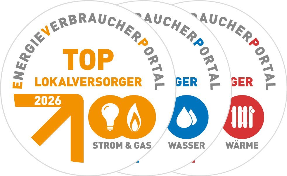 Siegel des TOP Lokalversorgers für Strom, Gas, Wasser & Wärme