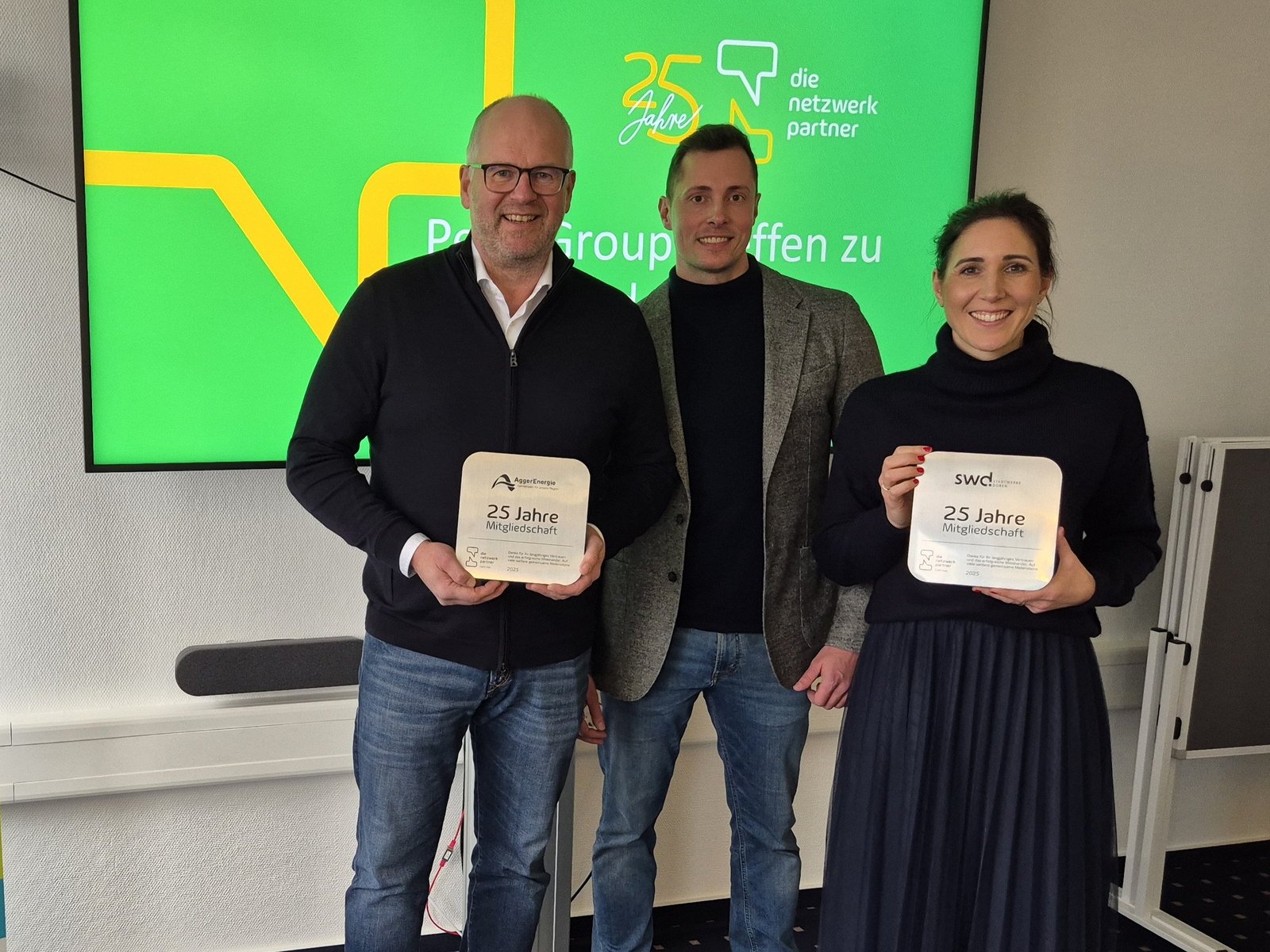 Frank Röttger (AggerEnergie), Kevin Atrott (NWP), Maria Creeten (SWD)